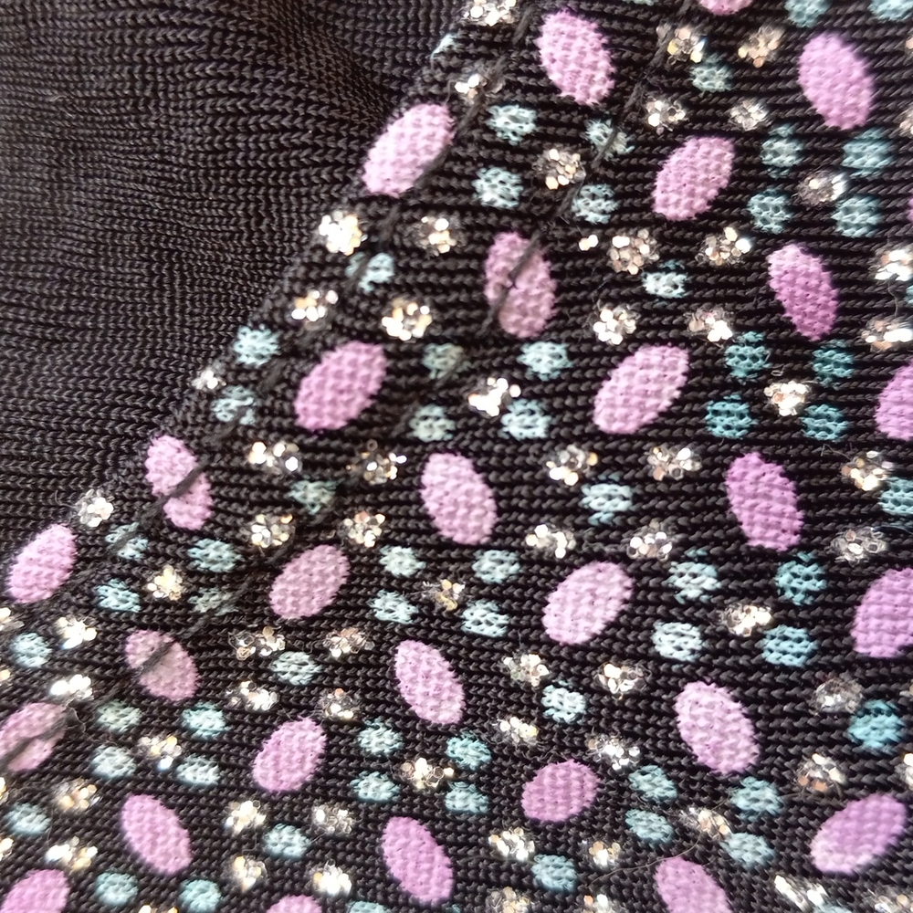 Sleeveless black purple teal tank with sparkling silver dots.